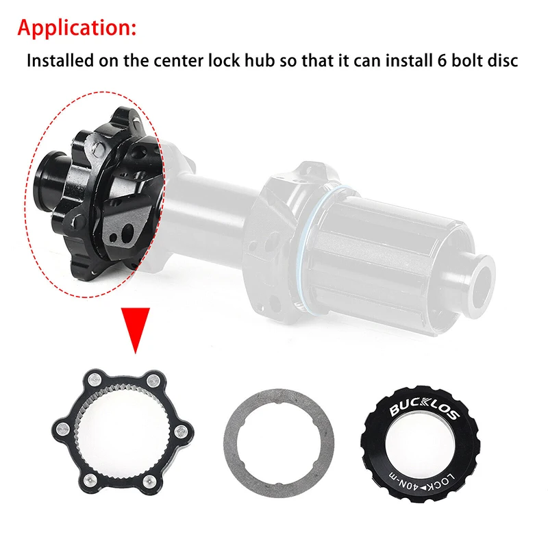 BUCKLOS Bicycle Center Lock To 6-Hole Adapter Mountain Bike Hub Center Lock Conversion MTB Disc Brake Rotor Adapter Brake Part