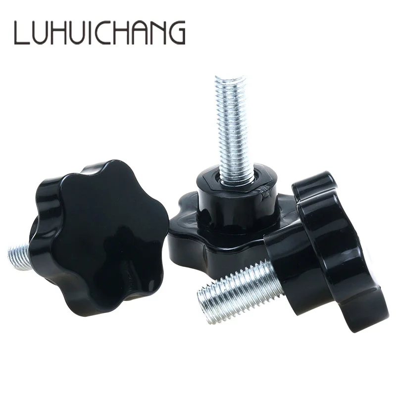 M12 M14 M16 1pcs  Thread Replacement Star Hand Knob Bakelite Hand Tighten Screw Tightening Screw Black Head diameter 60mm