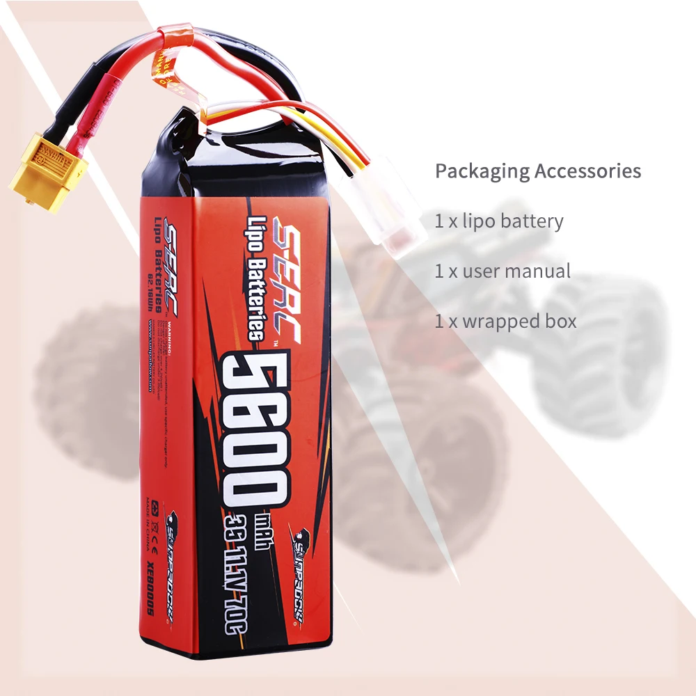 Sunpadow 3S LiPo Battery for 5600mAh 70C with XT60 Connector Soft Pack RC Vehicles Car Truck Tank Boat Truggy Buggy Heli