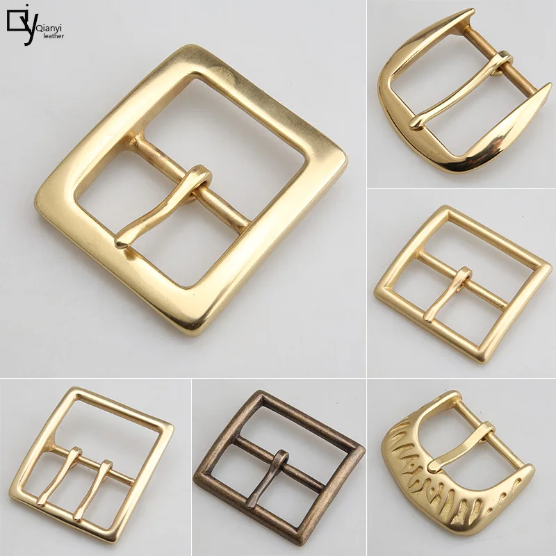 1pcs Solid Brass Belt Buckle Metal Belt Buckle For Men Stainless Steel Single Pin Belt Half Buckle DIY Leather Craft Buckle