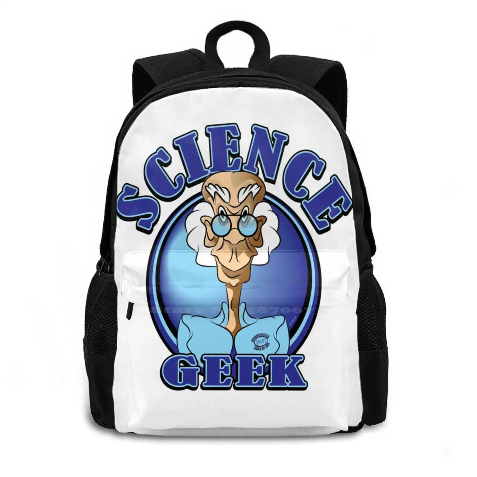 Science Geek New Arrivals Unisex Bags Student Bag Backpack Geek Science Guy Cartoon Man Funny Cartoon Old Man Science Rules