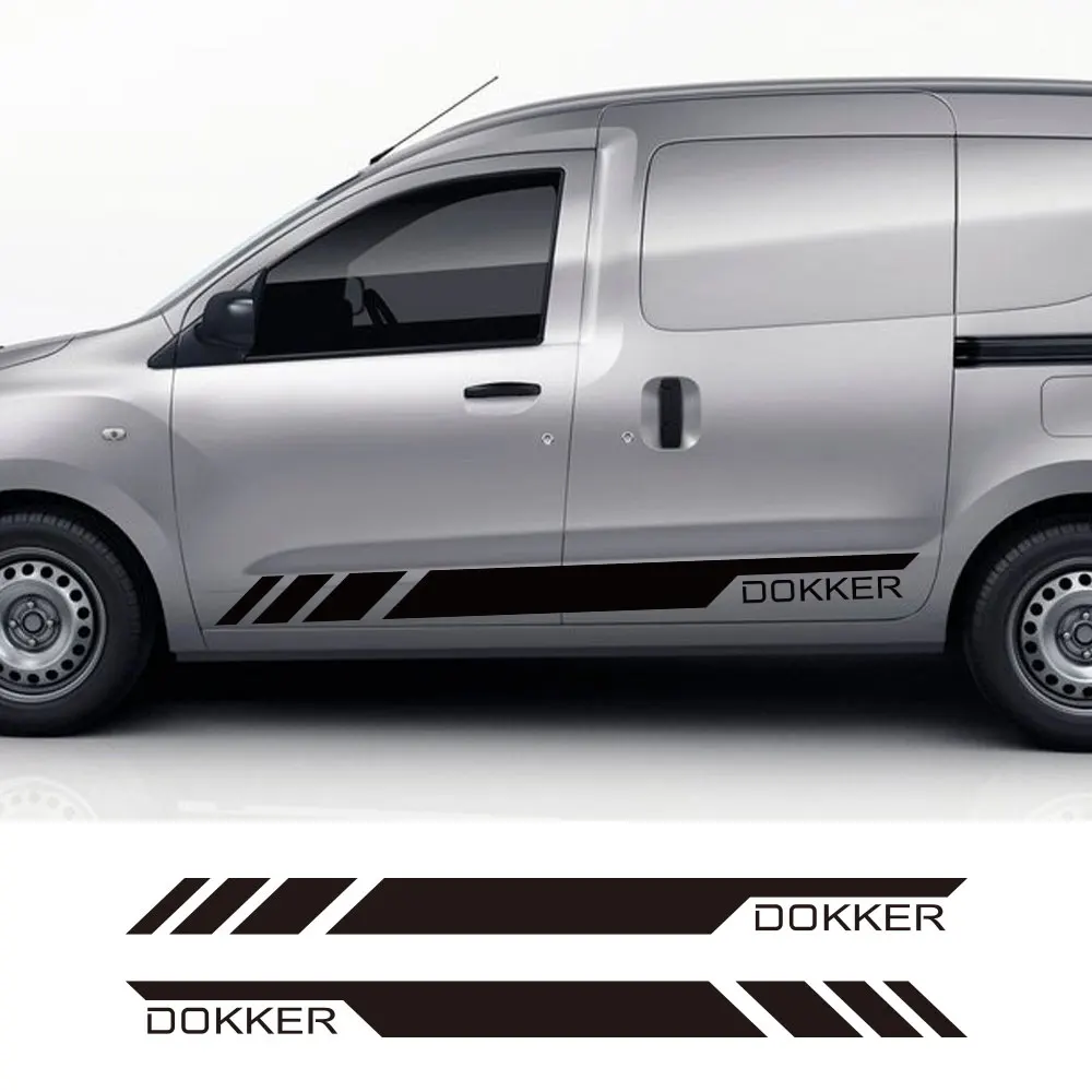 2Pcs/Lot Car Stickers For Renault Dacia Dokker Camper Van Side Door Stripes Sport Line Graphics Vinyl Decals Tuning Accessories