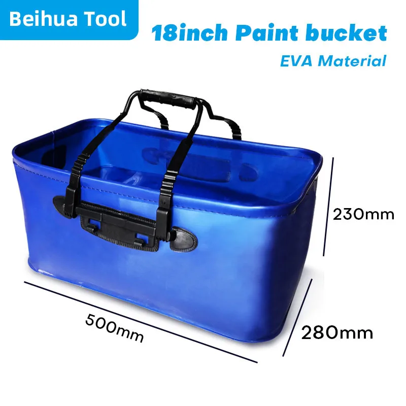 4PCS/set 18inch Paint Bucket kit Paint Roller Brush Paint Tray set for Wall Decoration Handbag Foldable Washing bucke50x28x23cm