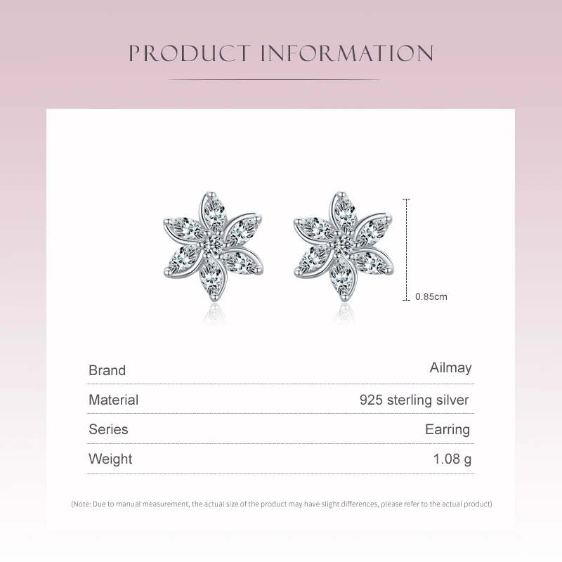 Ailmay 2021 New Style Blooming Flowers Fashion 925 Sterling Silver Cubic Zirconia Earrings For Women Minimalist Fine Jewelry