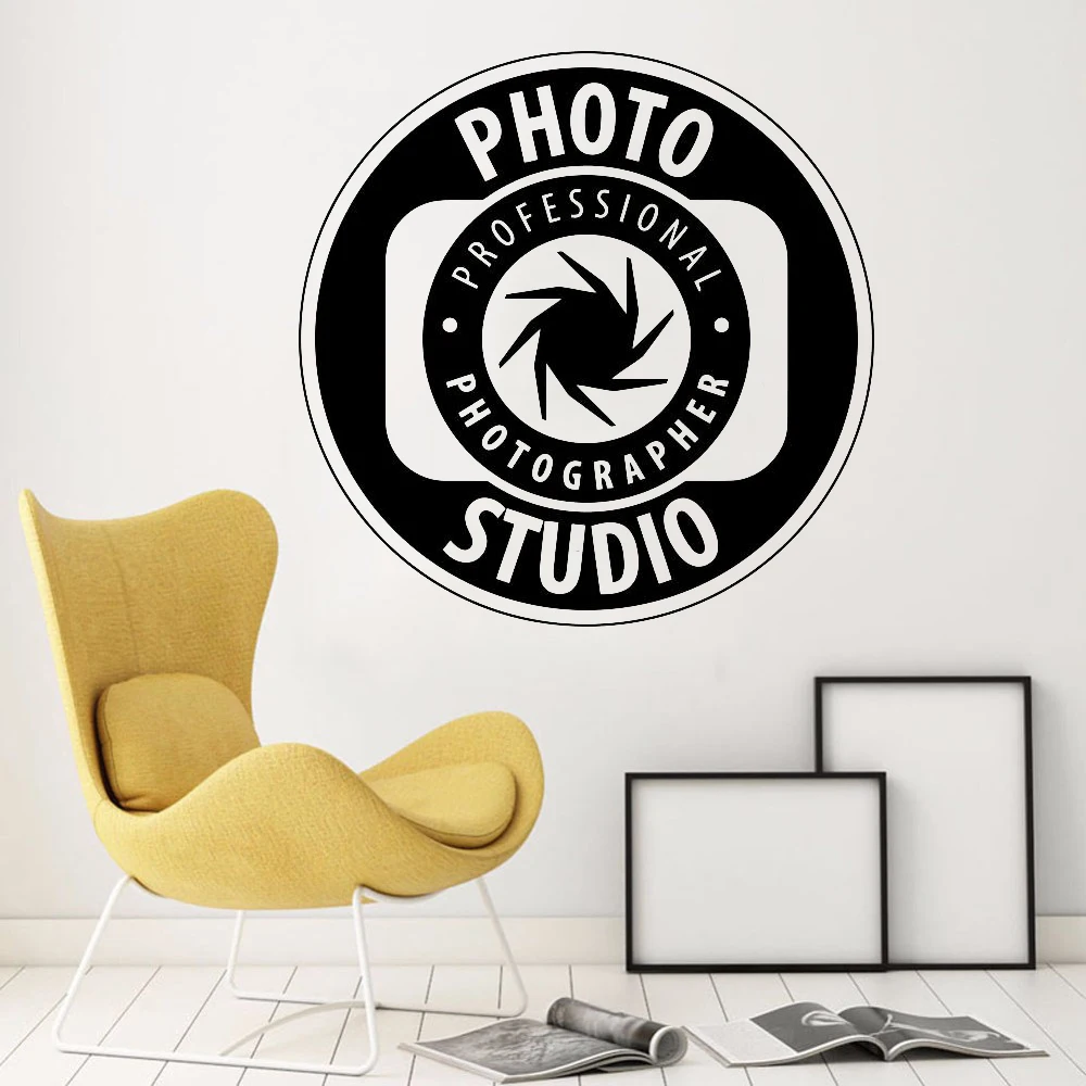 Photo Studio Wall Decal Office Adornment Photography Camera Vinyl Wall Sticker Living Room Shop Window Logo Wall Decoration Y975