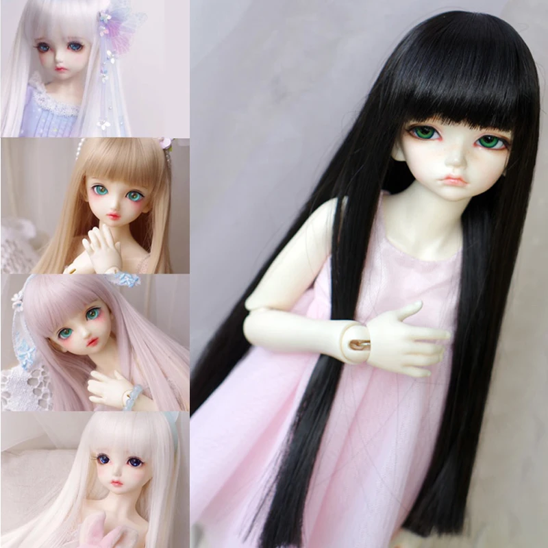 

D03-P569 children toy BJD DD SD MSD 1/6 1/8 1/4 1/3 doll's Photo props Accessoriess black white Long straight hair 1pcs