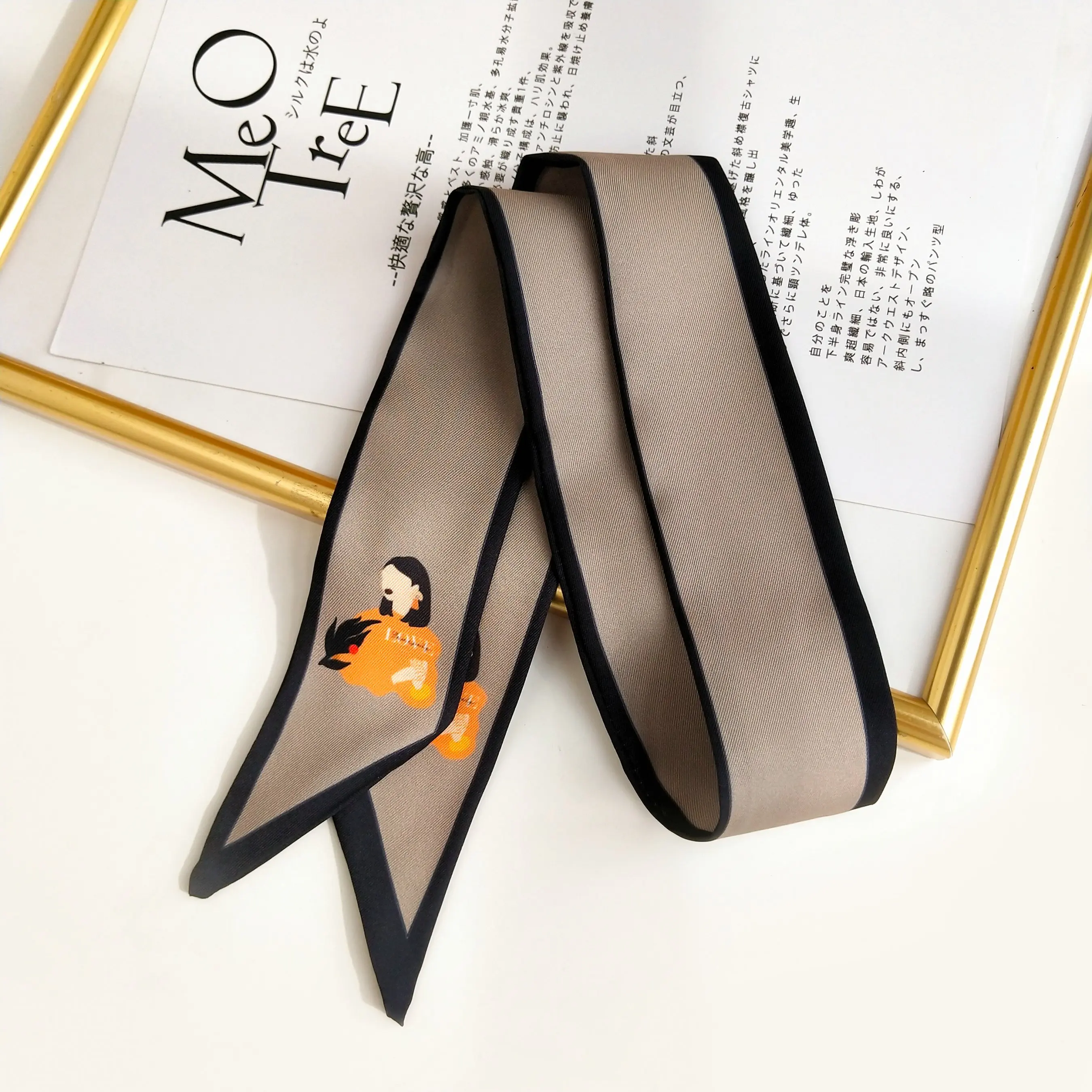 Korean-Style Artistic Slender Narrow Scarf Women Scarf Small Neckerchief Hair Band Arm Bag Ribbon