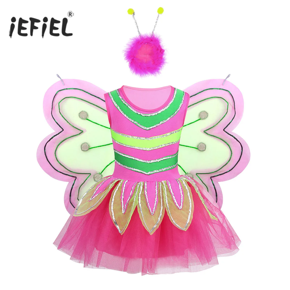 

Bee Cosplay Girls Tutu Dress Dance Stage Performance Cosplay Costume Mesh Tutu Dress Cute Shiny Sleeveless Sequins Mesh Dress