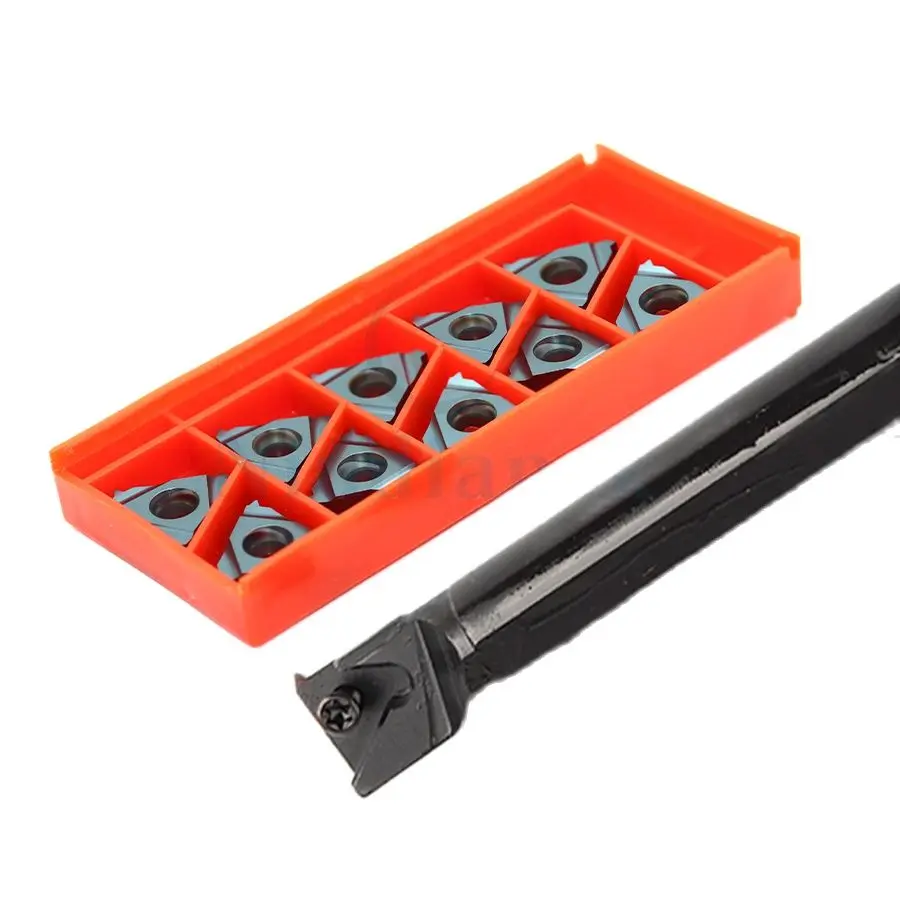 Ferramenta de rosca giratória de torno cnc + 10 peças 16er 0.5 iso 3.5 iso inserções de liga rígida
