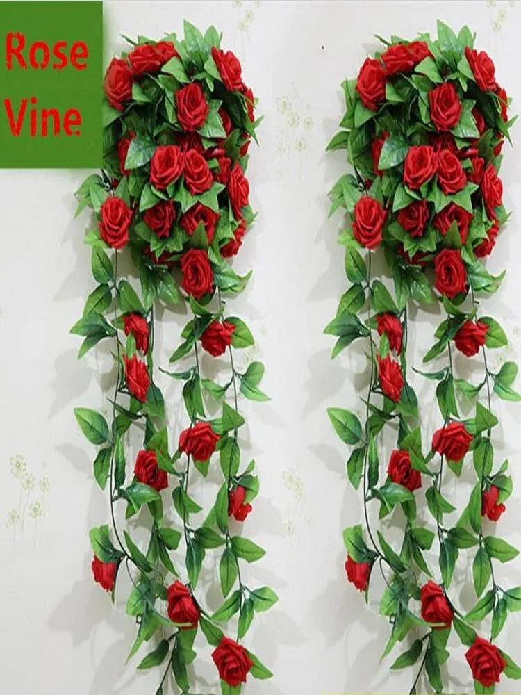 2.4 M Extra Long Artificial Silk Crimping Rose Flower Vine Wisteria Garland Wedding Home Decor Rattan Free Shipping