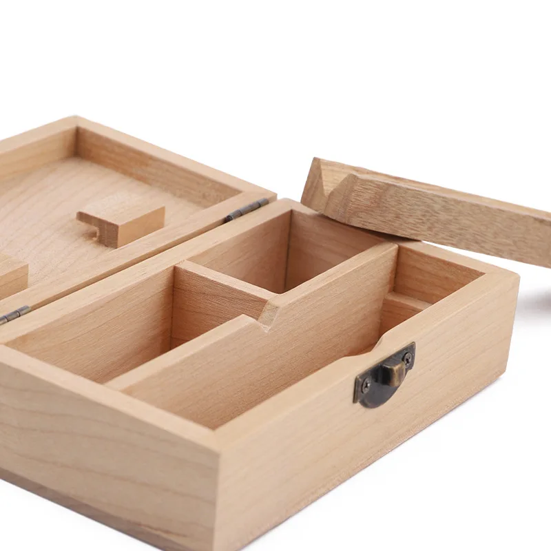 Wooden Tobacco Herb Storage Box Stash Case Cigarette Tray Natural Handmade maker For grinders Smoking Pipe Accessories DIY tool