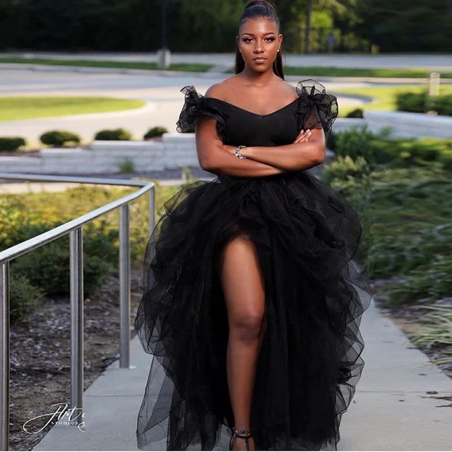 Jupe Tutu Longue Et Bouffante Pour Femmes Jupe En Tulle Noire Fendue Sur Le Cote Sexy Sur Mesure Grande Taille A La Mode 2020 Jupes AliExpress