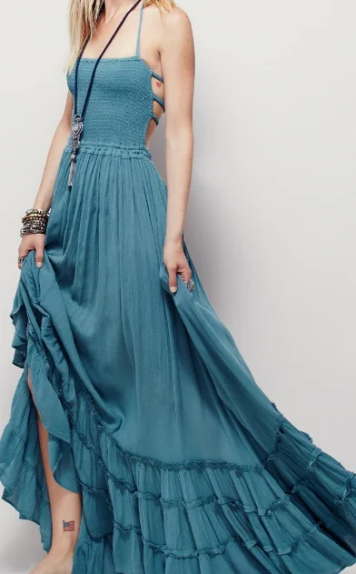 Vestido largo sin tirantes con espalda descubierta para mujer, ropa informal holgada de estilo europeo y americano, Sexy, sin mangas