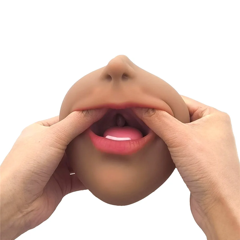 New 3D Mouth Blowjob Male Masturbator Real Deep Throat Oral Cup With Tongue Tooth Artificial Pocket Vagina Adult Sex Toy for Men