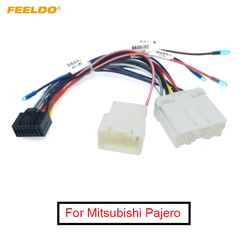 

FEELDO 1PC Car Radio Audio 16PIN Adaptor Wiring Harness For Mitsubishi Pajero Sport Power Calbe Wire Plug Harness