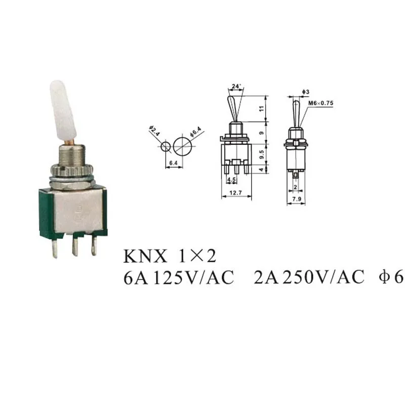 

10 pcs/lot Toggle Switch two position three feet KNX-1X2 ON/ON 2 Position Toggle Switch SPDT diameter 6mm