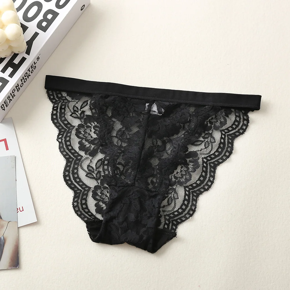 Calcinha de renda brasileira sexy para mulheres, cuecas de cintura baixa, cuecas femininas, cuecas transparentes, lingerie