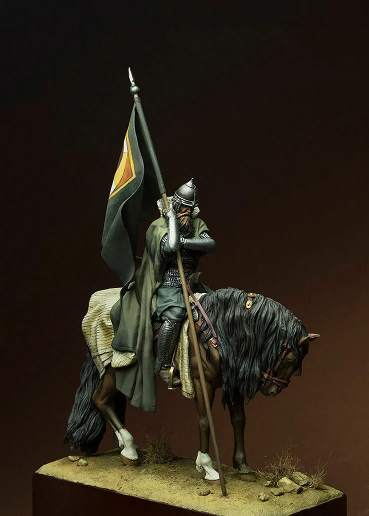 

Unassambled 1/24 75mm ancient warrior sit with horse and base Resin figure miniature model kits Unpainted