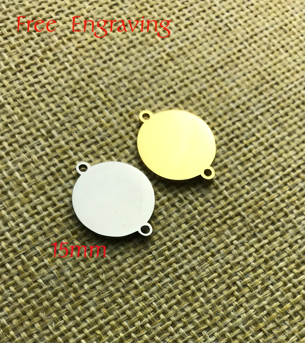 MaiLun 50 Stück 8 mm 10 mm Lasergravur LOGO Text Design Verbinder Edelstahl Rundverbinder Gravierbare Charms für Armband – Detail 2