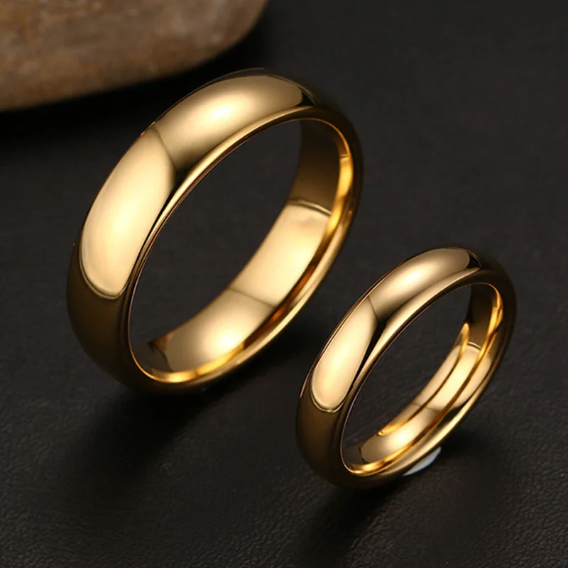 Fashion 100% pure tungsten rings 4MM/6MM wide Gold-Color wedding rings for women and men jewelry