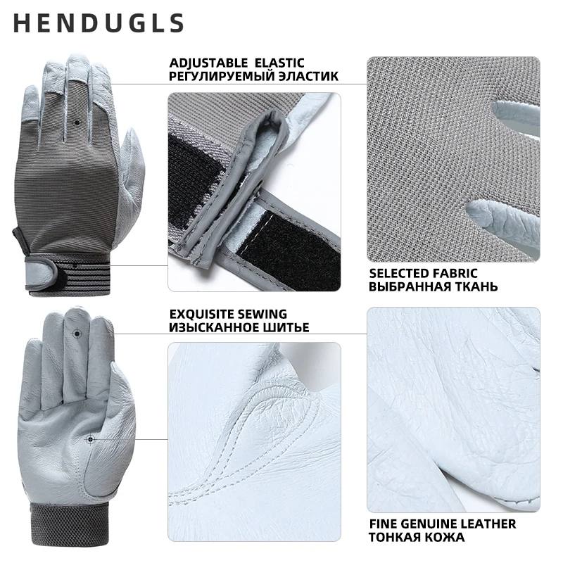 HENDUGLS Leather Work Gloves Safety D Grade Wear-Resistant Safety Working Gloves Men Mitten ourtdoor garden 5pcs 508 Gloves