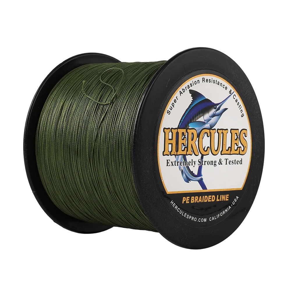 Hercules No Color Loss Braided Fishing Line 8 Strands Green 100M-1000M 10-120LB Super Pe Professional Use of Fishing Games