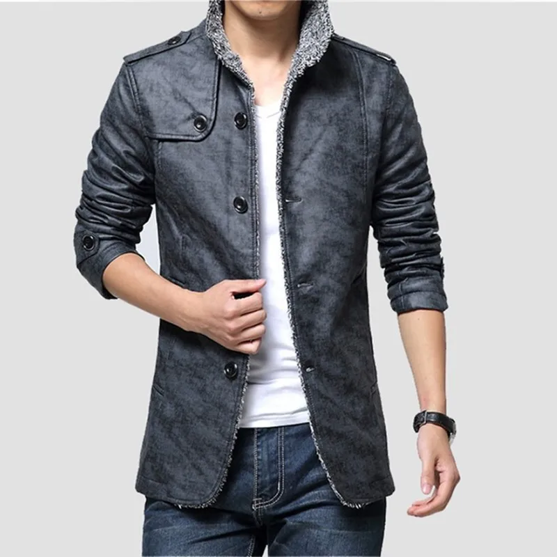 New Winter Mens Jacket and Coat Top Quality Leather Jacket Smart Casual Fur Plus Velvet Jacket Jaqueta De Couro Masculina