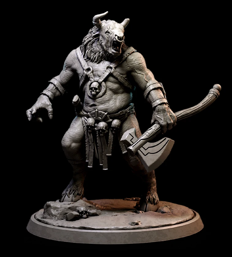 Resin Model Kits Minotaur Warrior  Figure Unpainted No Color DW-036