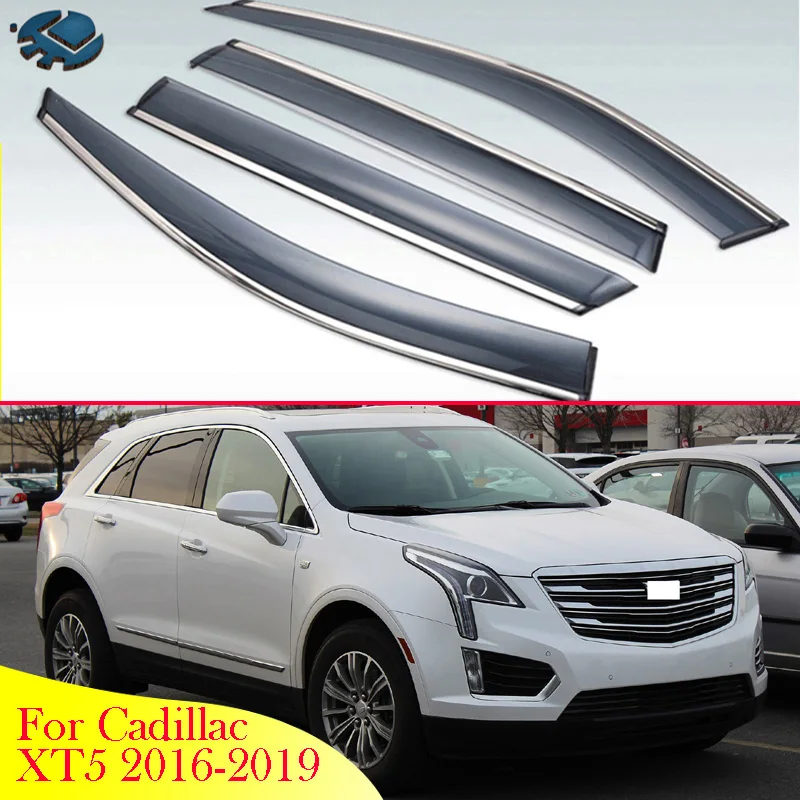 

For Cadillac XT5 2016-2019 Car Accessories Plastic Exterior Visor Vent Shades Window Sun Rain Guard Deflector 4pcs