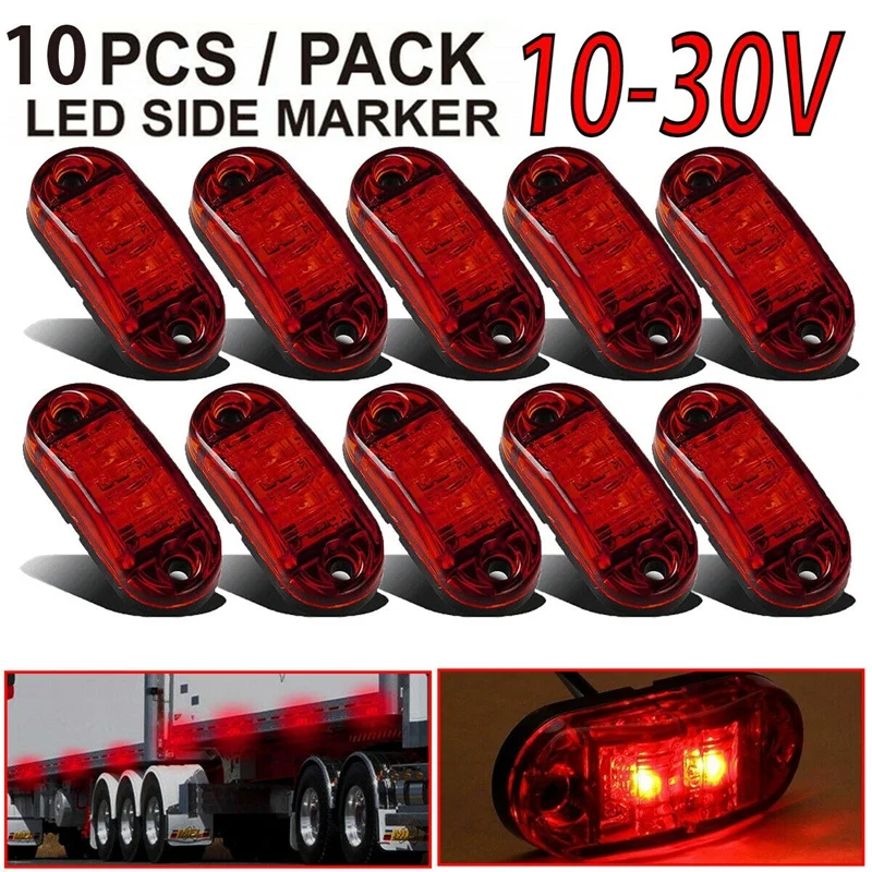 

New10X LED 2.5Inch 2 Diode Light Oval Clearance Trailer Truck Side Marker Lamp