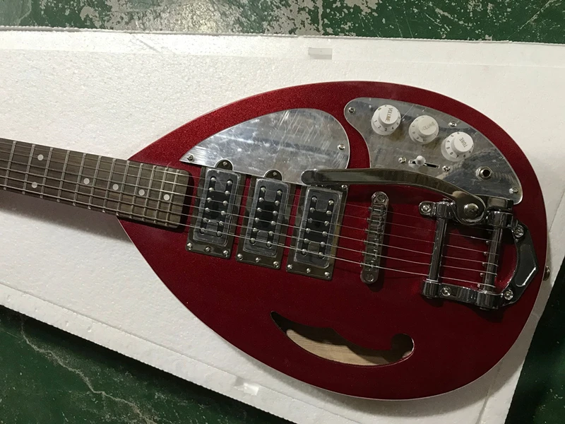 New arrival ! Factory custom Red body Electric Guitar with Mirror Pickguard,Rosewood Fingerboard,Provide customized service