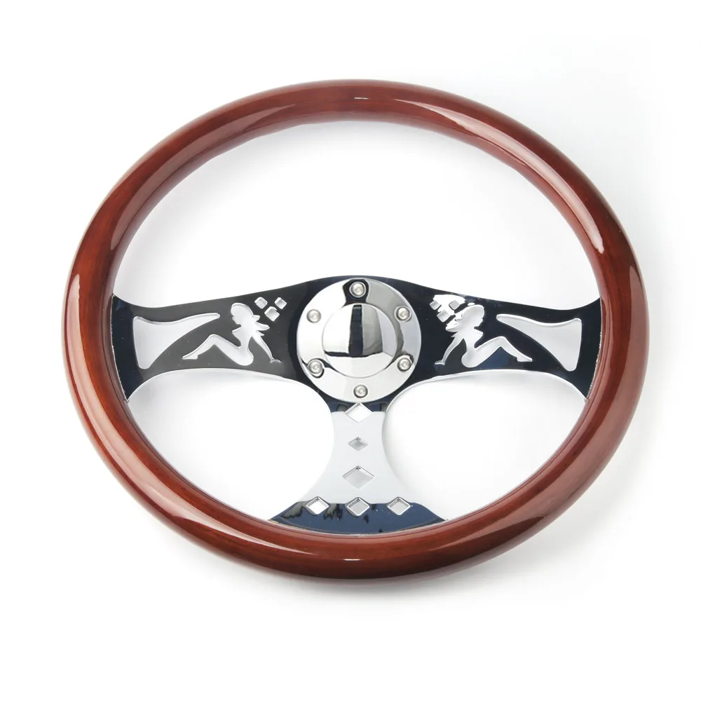 Beauty carved style Universal Classic Real Mahogany Wood Steering Wheel 380mm 15 inch Car Steering Wheel