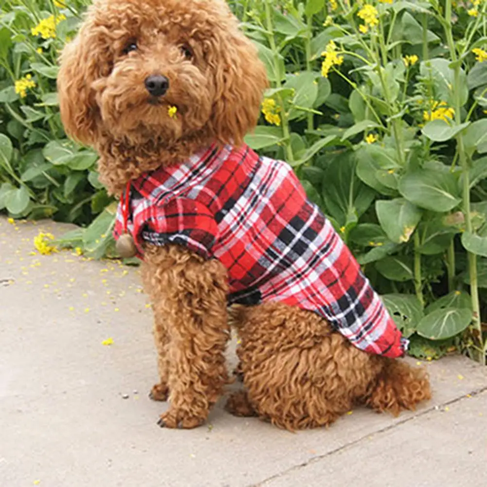 TINGHAO Dog clothes Cute Pet  Puppy Comfortable Plaid Shirt Coat Clothes T-Shirt Top Size XS S M L Dog Supplies