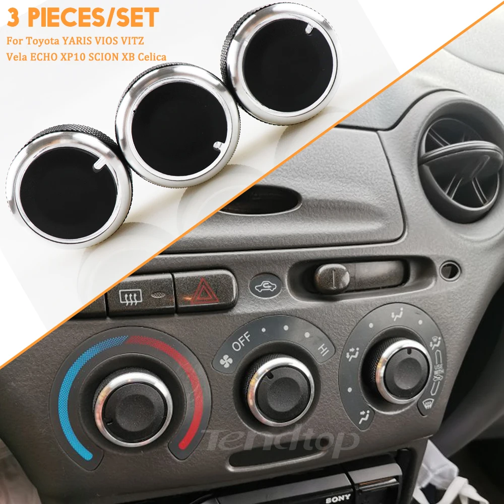 3Pcs/Set For Toyota YARIS VIOS VITZ Vela ECHO XP10 SCION XB Celica Car Air Conditioning Button Turning Switch Knob AC Knob