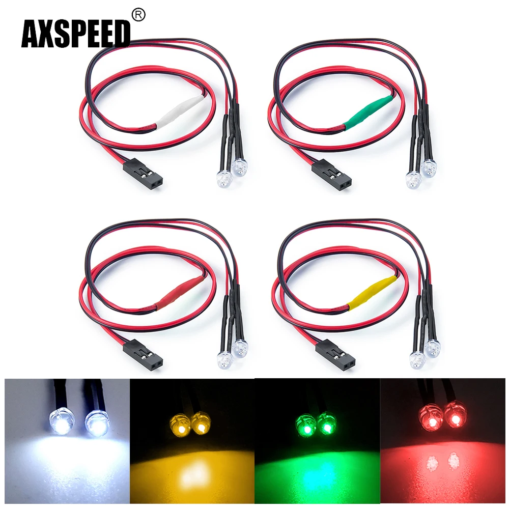 AXSPEED-4.5mm 레드 화이트 옐로우 그린 LED 라이트 스포트라이트 헤드라이트, 액시얼 SCX10 II 90046 1/10 RC 자동차 트럭 액세서리