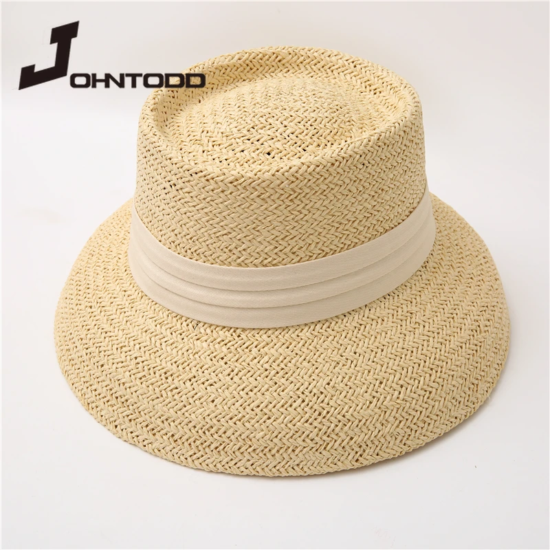 

2021 New Summer Women Big Floppy Hat Wide Brim Wheat Straw Hat with Black White Ribbon Lace Tie Sun Hat UV Protection Beach Cap