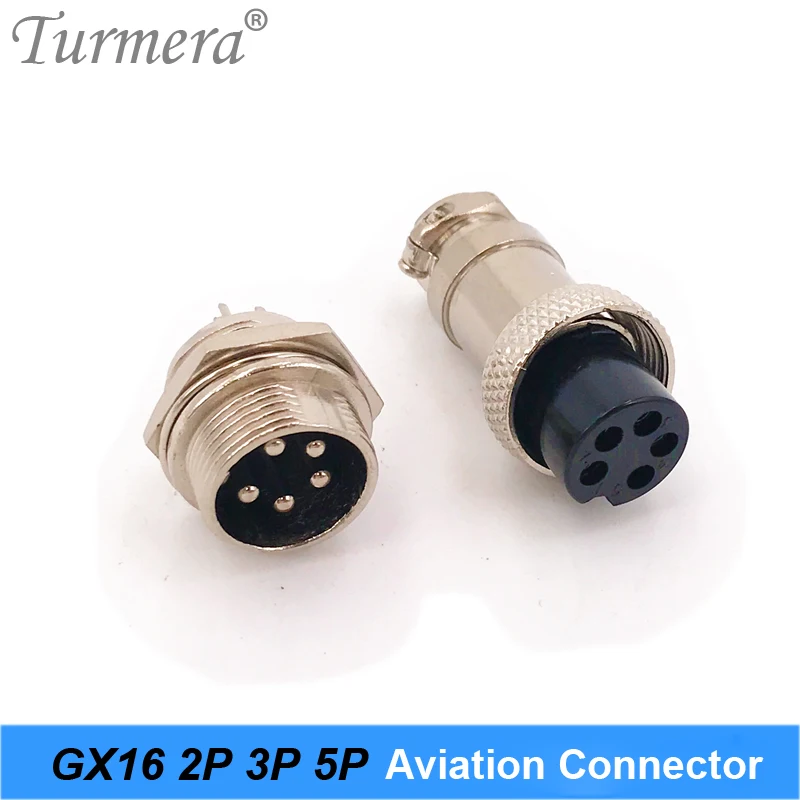 Turmera GX16 Aviation Plug Socket Connector 2P 3P 5P Pin Use for Electric Bike and E-scooter Charging Charger Plug Male & Female