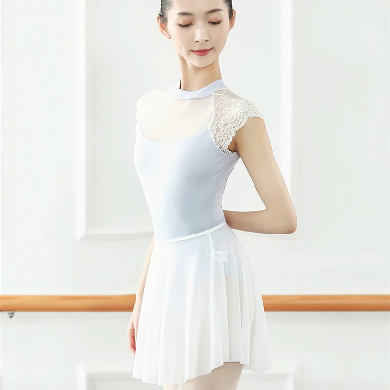 Ballet Skirt Ballerina Dance Skirt Mesh Short Dance Dress Pull On Skirt Tutu Women Dancewear Mini Adult Skirted Leotard Costumes