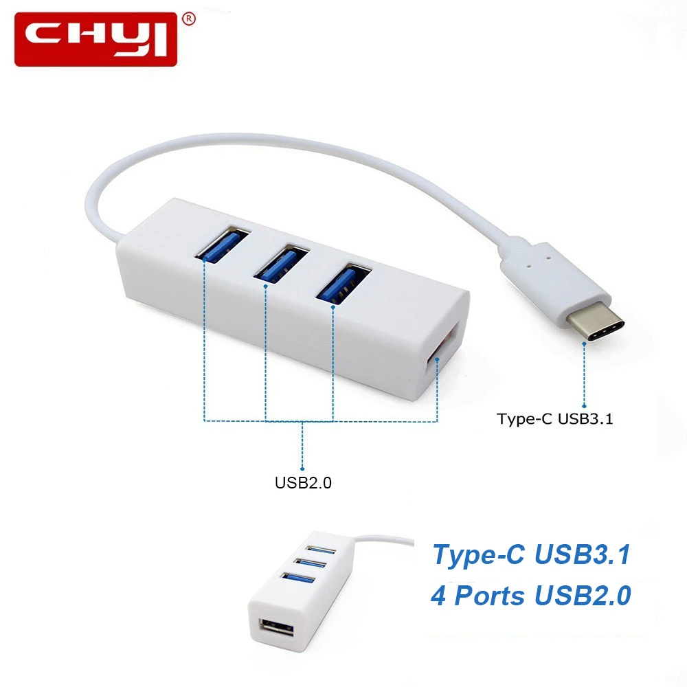 

Type C To Usb 2.0 Hub Multi 4 Port Micro Usb 3.1 Hab Mini Usb2.0 Splitter Portable Computer Accessories Cheap Adapter For PC Mac