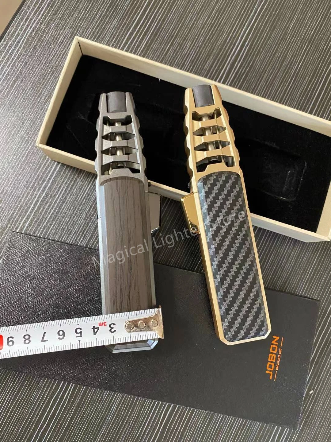 JOBON Metal Gás Butano Windproof Isqueiro Blue Flame Super Firepower Turbocharged Jet Cigarro Isqueiro Charuto Acessórios Presente