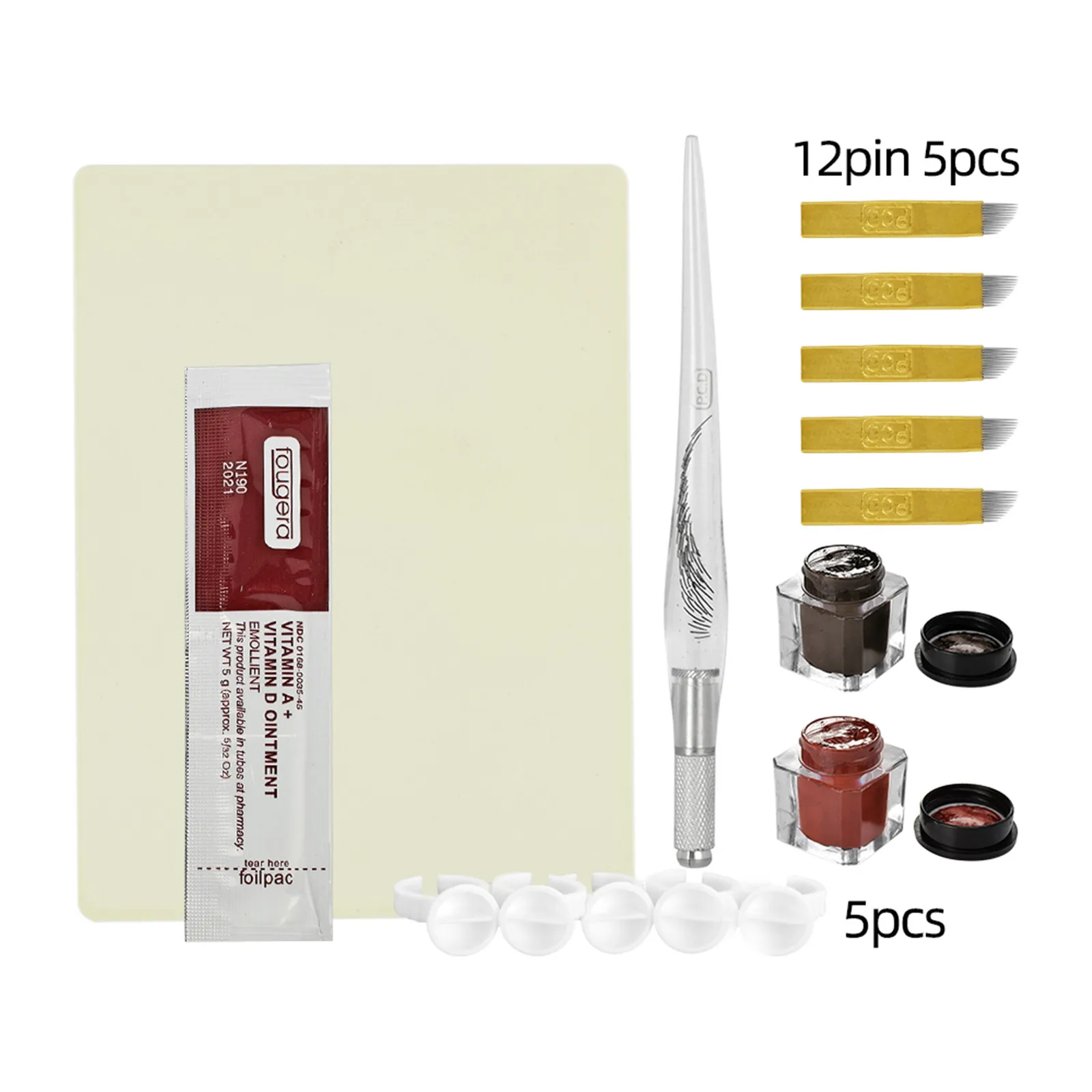 Microblading Permanent Makeup Tattoo Tool Kit Practice Pigment Practice Skin Ring Cup Tattoo Supplies Eyebrow Microblading Set