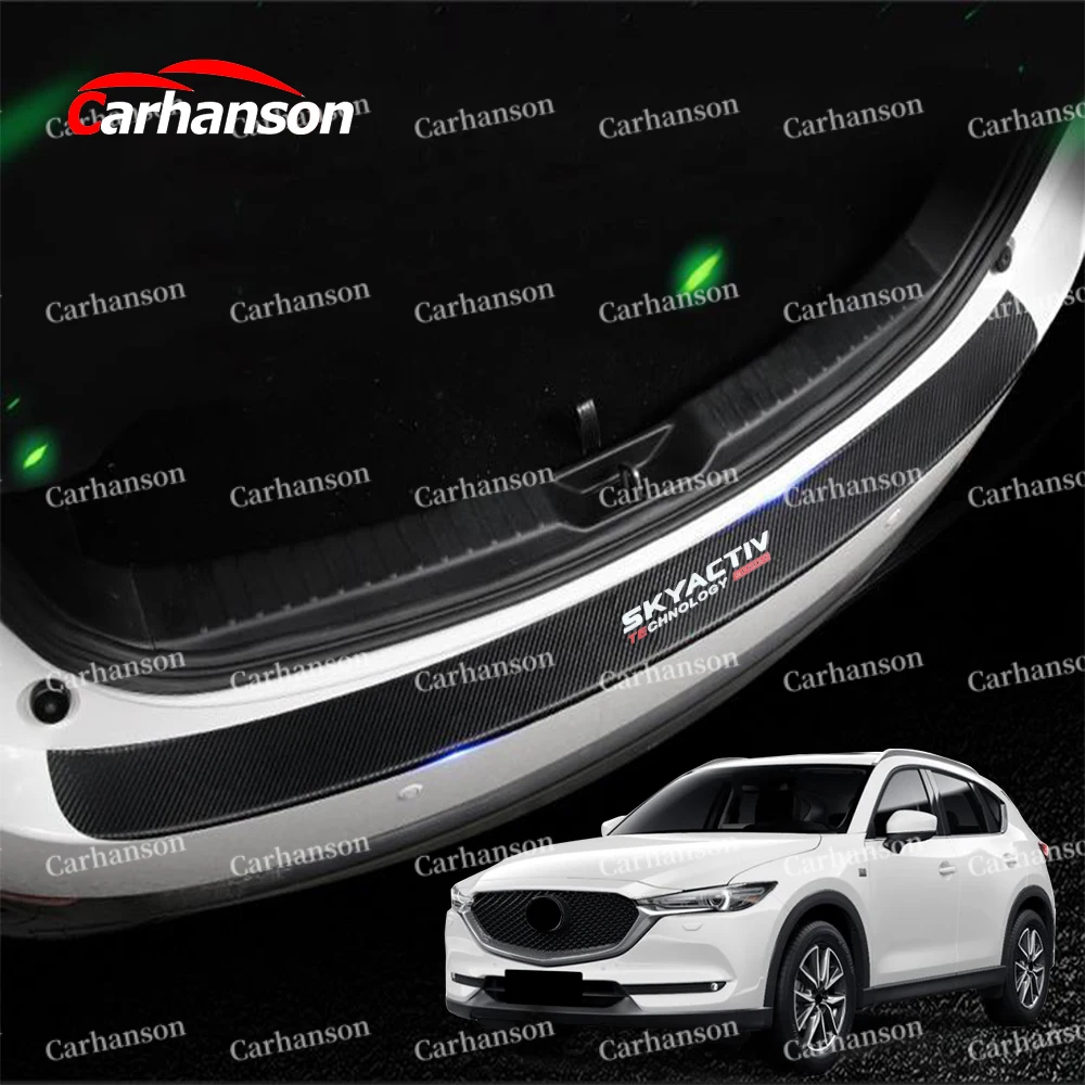 For CX5 Trunk Trim Door Sill Accessories Car Rear Bumper Protector Cover Auto Carbon Fibre Sticker Styling 2017 2020 2019 2021