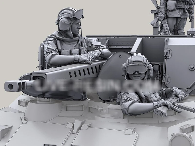 1/35 Resin Model Figure GK，Two men and the turret , No car , Unassembled and unpainted kit