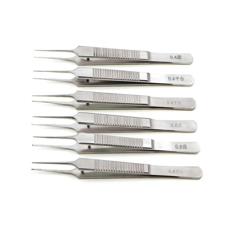 10cm ophthalmic fine plastic tweezers 0.40.60.8 toothed platform double eyelid plastic tools stainless steel tweezers