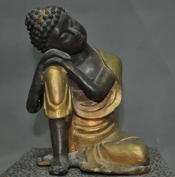 Tibetan Buddhism bronze Gilt sleep Sakyamuni Shakyamuni Amitabha Buddha statue