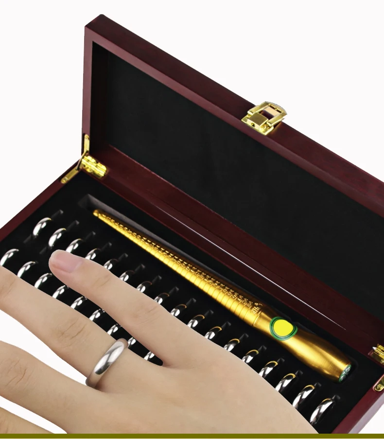 High quality Finger Sizes Gauge & HK Standard Ring Stick Set In Wooden Box