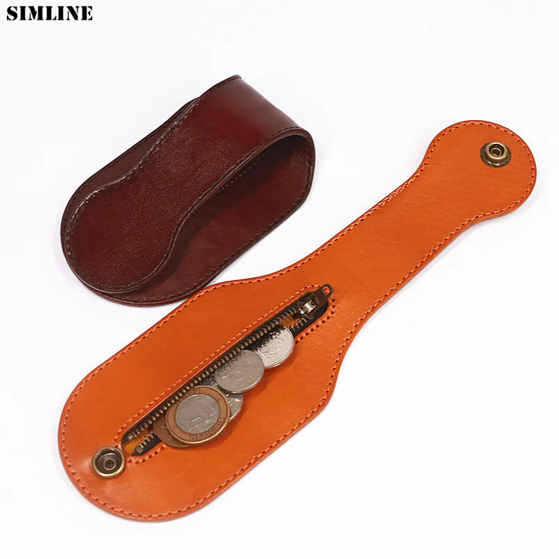 Genuine Leather Coin Purse Boston Leather Sap Slap Racket Jacksap Blackjack Self Defense Belt Coin Bag EDC Wallet Men Women Male