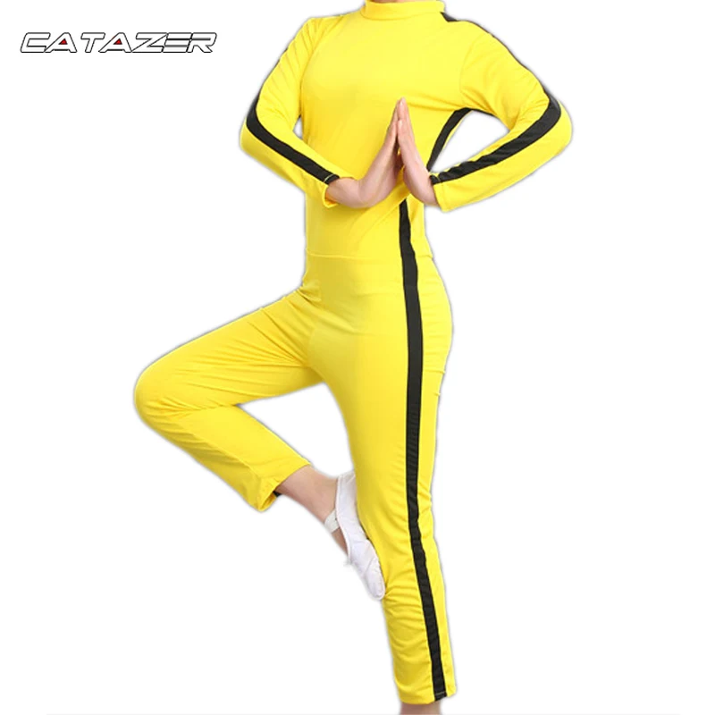 Catazer Rompers for Adults Yellow Wushu Uniforms Kung Fu Set Wu Shu Clothing Chinese Costume for Men Martial Arts Products