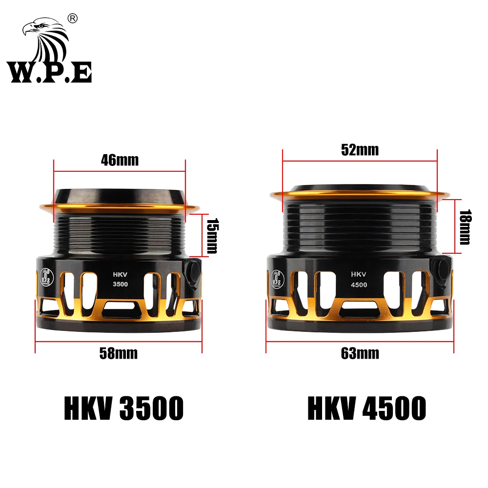 W.P.E HKV Fishing Reel 3500/4500 Spinning Reel 5+1 BBs Full Matel Line Spool 5.2:1 High Speed Gear Ratio Feeder Fishing Tackle