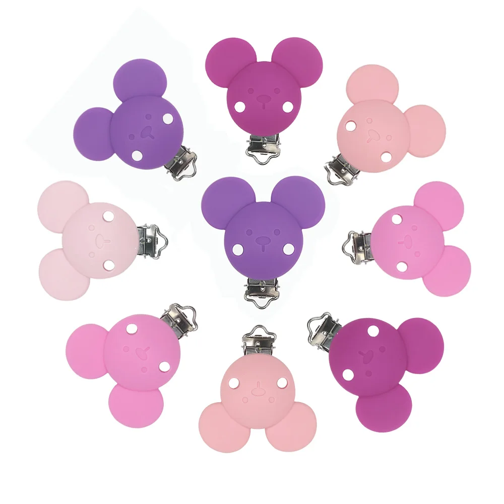 Joepada 3Pc/Lot Mickey Round Star Unicorn Silicone Beads Clip For Baby Teether Pacifier Accessories Infant Clasps Holders